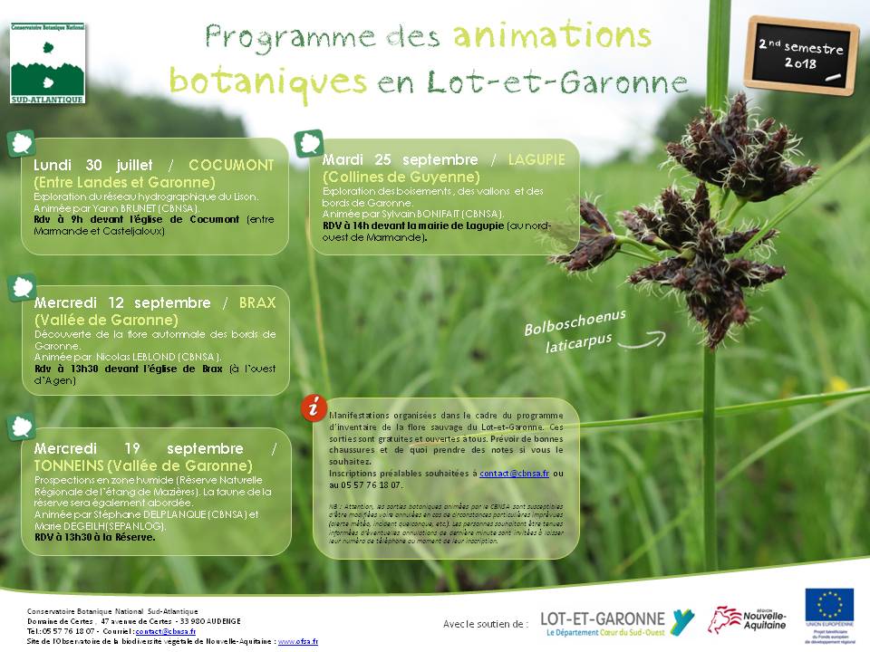 Programme des animations botaniques en Lot-et-Garonne - Eté-automne 2018
