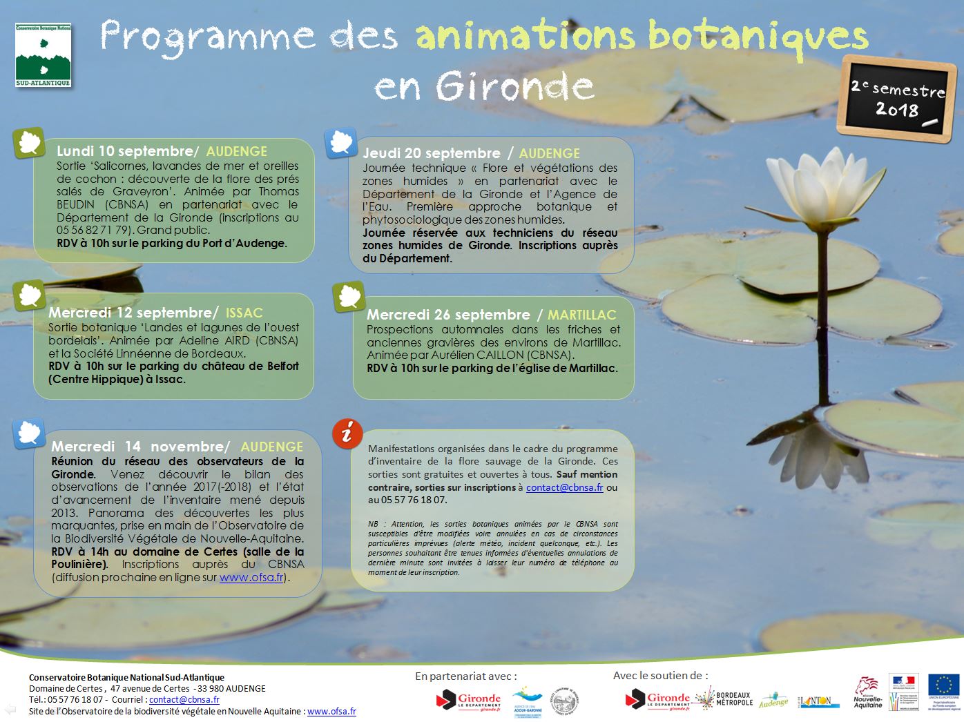 Programme des animations botaniques en Gironde - Automne 2018 jpg