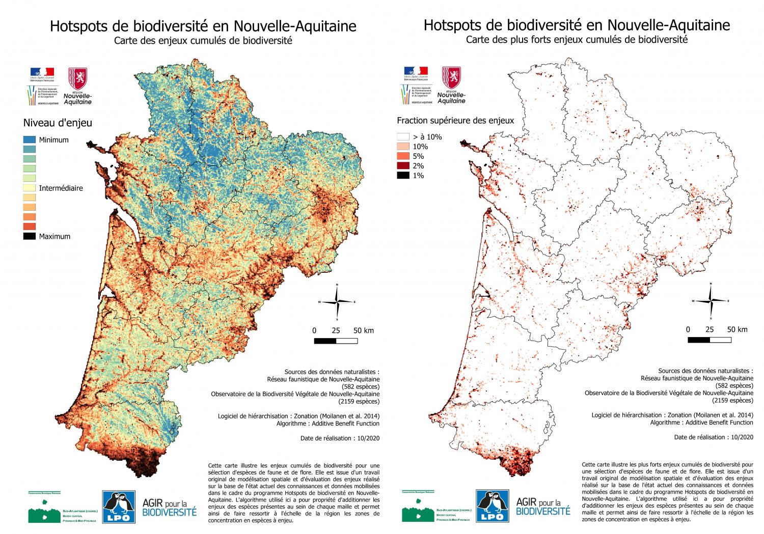 Cartographie des hotspots de biodiversité et des lacunes de protection en Nouvelle-Aquitaine