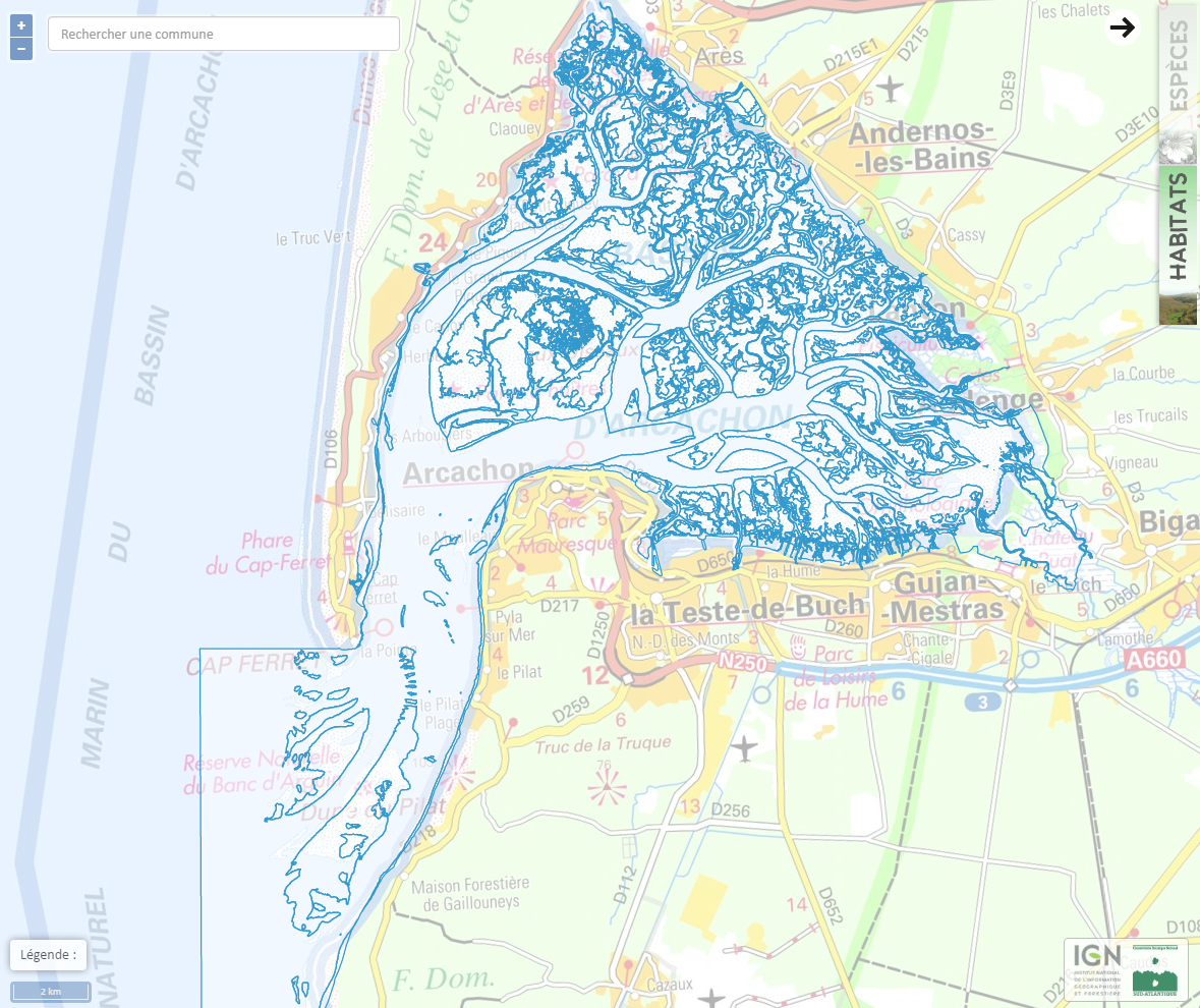 Mise en ligne de 6 cartographies d'habitats naturels sur le Bassin d'Arcachon