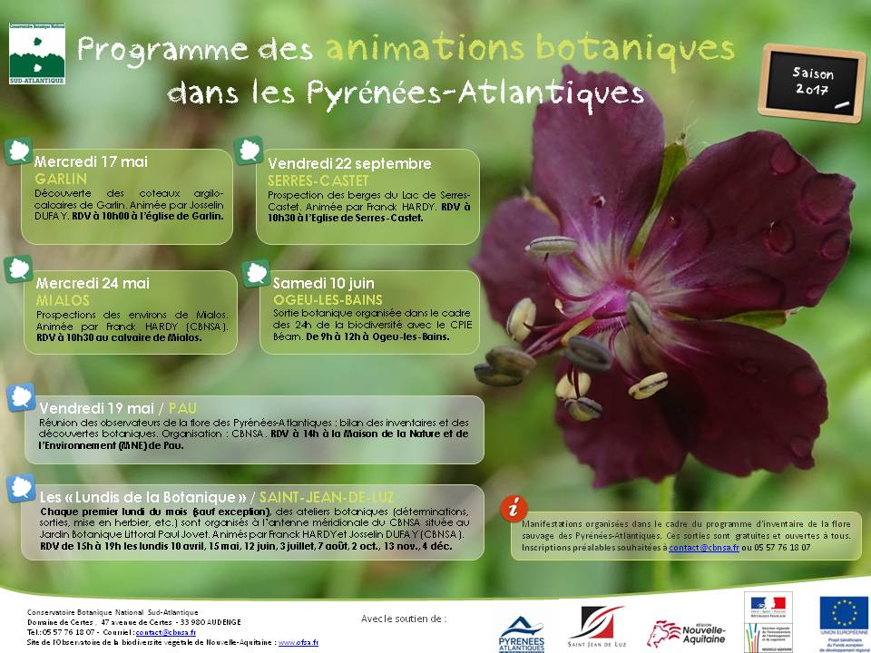 Programme des animations botaniques en 2017 dans les Pyrénées-Atlantiques