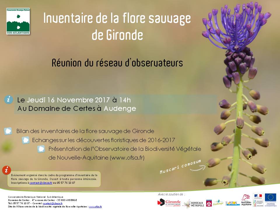 Inventaire de la flore de Gironde - Réunion des observateurs le 16 novembre 2017
