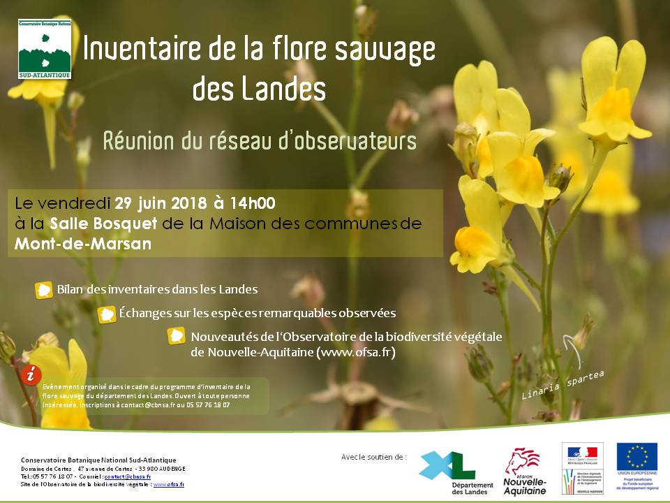 Inventaire de la flore des Landes - Réunion des observateurs le 29 juin 2018