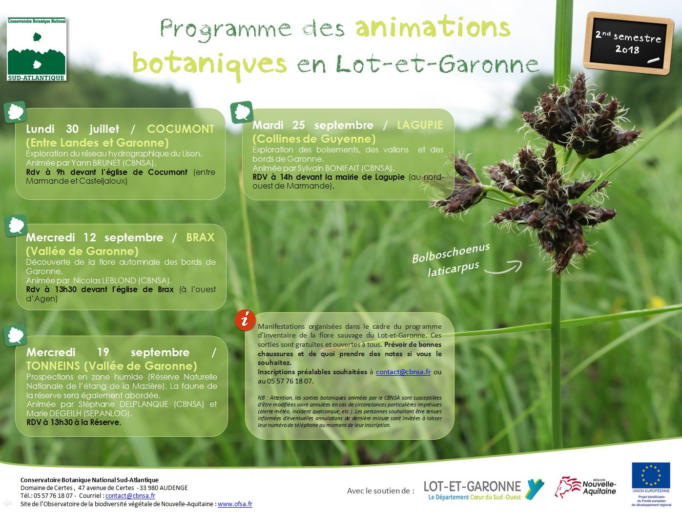 Programme des animations botaniques en Lot-et-Garonne - Eté-automne 2018 jpg