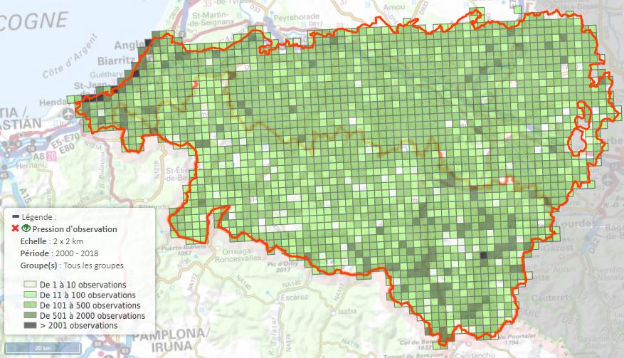Pression d'observations Pyrénées-Atlantiques 2018