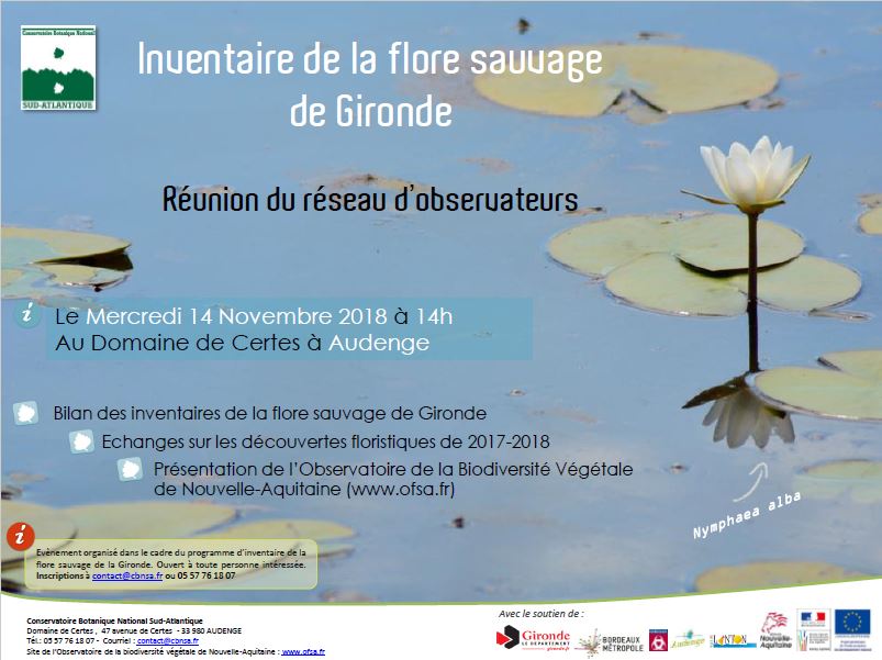 Inventaire de la flore de Gironde - Réunion des observateurs le 14 novembre 2018