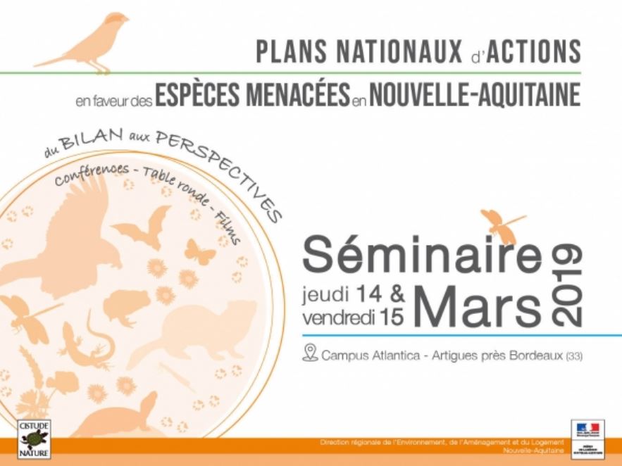 Plans Nationaux d'Actions (PNA) en Nouvelle-Aquitaine - Séminaire les 14-15 mars 2019