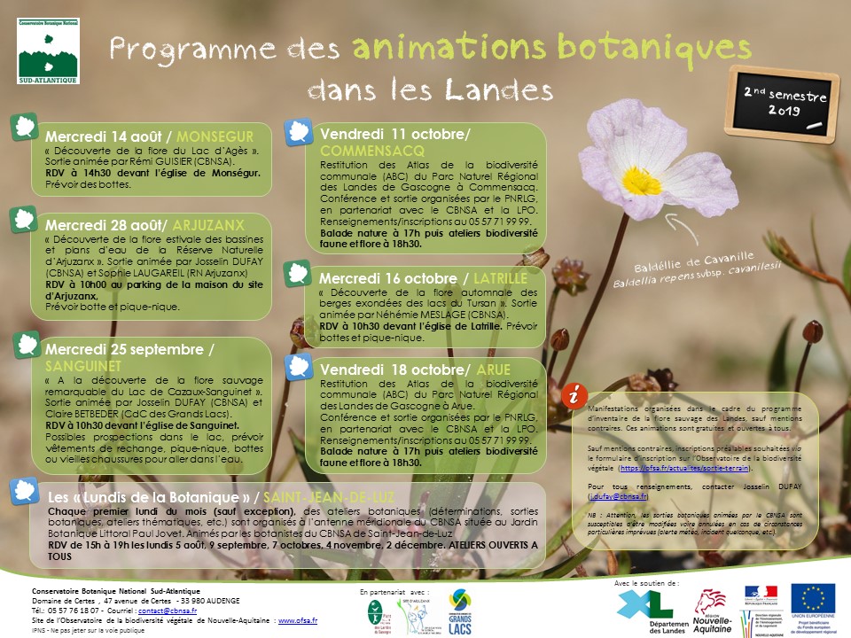 Programme des animations botaniques dans les Landes - Automne 2019