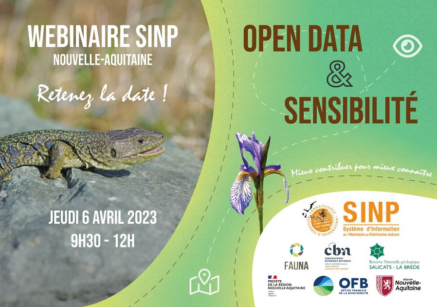Webinaire régional SINP le 6 avril 2023 : l'open data et la sensibilité des données à la diffusion