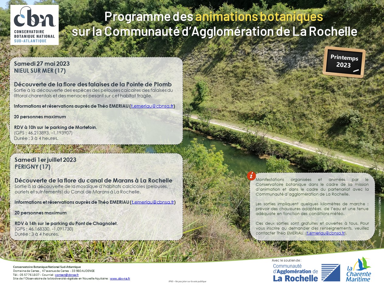 Sorties botaniques 2023 sur la Communauté d'agglomération de La Rochelle