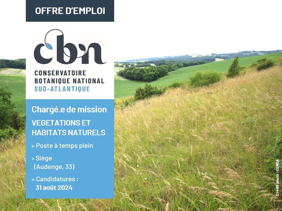 Offre d'emploi - Un(e) chargé(e) de mission végétations et habitats naturels pour le CBN Sud-Atlantique